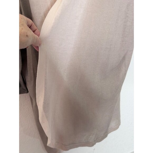 Chicos 3 Open Front Long Sweater Cardigan Size XL Beige Ombre Lightweight Ramie - Picture 4 of 10